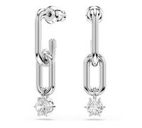 Swarovski Constella Drop Earrings, Link Motif with Clear Round-Cut Crystals in a Rhodium-Finished Setting, Part of the Swarovski Constella Collection