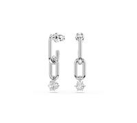 Swarovski Constella Drop Earrings, Link Motif with Clear Round-Cut Crystals in a Rhodium-Finished Setting, Part of the Swarovski Constella Collection