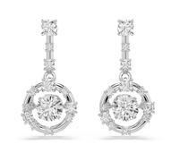 Swarovski Constella Drop Earrings, Round Cut, Dancing Stone, White, Rhodium Plated