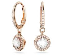 Swarovski Constella drop earrings, Round cut, Pavé, White, Rose gold-tone plated