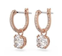 Stilla drop earrings, Round cut, White, Rose gold-tone plated