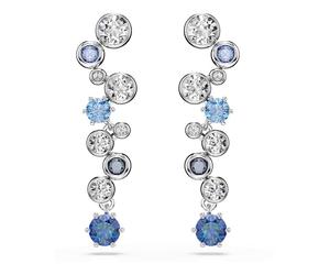 Swarovski Constella Pierced Earrings, Mixed Size, Blue, Rhodium plating