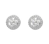 Swarovski Constella Rhodium Plated White Crystal Pave Stud Earrings - Silver