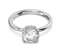 Swarovski Constella Ring, White Princess Cut and Pavé Crystals in a Rhodium Plated Setting, from the Constella Collection, Size 58