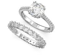 Swarovski Constella Rings Set, Set of 2, Rhodium Plated with Clear Crystals, from the Constella Collection, Size 60