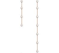 Swarovski Constella Rose Gold Tone Plated White Crystal Asymmetrical Drop Earrings D - Gold