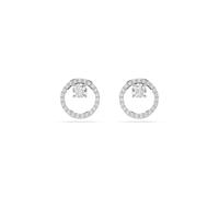 Swarovski Constella Silver Tone 10mm Zirconia Open Circle Stud Earrings