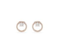 Swarovski Constella stud earrings, Round cut, White, Rose gold-tone plated