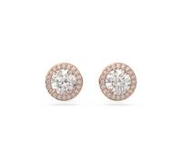 Swarovski Constella stud earrings, Round cut, Pavé, White, Rose gold-tone plated