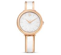 Swarovski Crystalline Bangle Watch, Swiss Made, Metal Bracelet, White, Rose Gold-Tone Finish