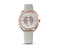 Swarovski Crystalline Glam Rose Gold Tone Grey Leather Strap Watch 5452455