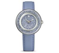 Swarovski Crystalline Lustre Leather Strap Band, Swiss Made, Stainless Steel, Domed Saphire Glass, 33mm, 3,460 Blue Crystals, Blue Leather Band