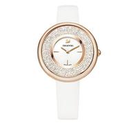 Swarovski Crystalline Pure Watch, Leather strap, White, Rose gold tone