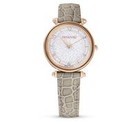 Swarovski Crystalline Wonder watch, Swiss Made, Leather strap, Beige, Rose gold-tone finish