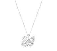 Swarovski Dancing Swan Jewellery Collection Necklace, Rhodium Finish, Blue Crystals, Clear Crystals, Length: 14 1/8 inch;Pendant Size: 3/4x3/4 inches, Crystal, Cubic Zirconia