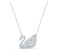 SWAROVSKI Dancing Swan Necklace Jewelry Collection, Rhodium Finish, Blue Crystals, Clear Crystals