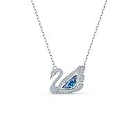SWAROVSKI DANCING SWAN NECKLACE, BLUE, RODIUM PLATED