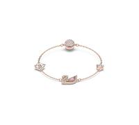Swan bracelet, Magnetic closure, Swan, Pink, Rose gold-tone plated