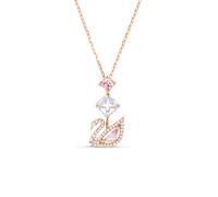 Swan pendant, Swan, Pink, Rose gold-tone plated