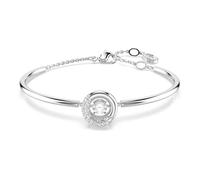 Swarovski Dextera Bangle Bracelet, Clear Round-Cut Dancing Stone and Clear Pavé Crystals in a Rhodium-Finished Setting, Part of the Dextera Collection