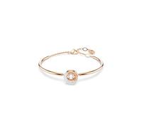 Swarovski Dextera Bangle Bracelet, Clear Round-Cut Stone and Clear Pavé Crystals in a Rose Gold-Tone Finished Setting, Part of the Dextera Collection