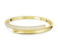 Swarovski Dextera Bangle Bracelet, Tubular Design with White Pavé Stones in a Gold-Tone Plated Setting, from the Swarovski Dextera Collection, Size L