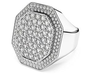 Swarovski Dextera cocktail ring, Octagon shape, White, Rhodium plated, 50
