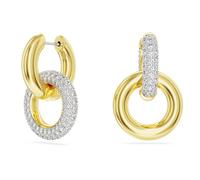 Swarovski Dextera Collection Hoop Earrings, Asymmetrical design, Interlocking loop, White