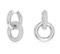Swarovski Dextera Hoop Earrings, White Pavé Crystals in a Rhodium Plated Setting Interlocked with a Rhodium Plated Ring, from the Dextera Collection