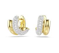 Dextera hoop earrings, Round cut, Mini, White, 18K gold finish