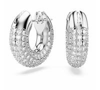 Swarovski Hoop Earrings, Pair of Pavé, White Crystal, Rhodium Plated Hoops, from the Dextera Collection