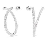 Swarovski Dextera Hoop Earrings, White Round Cut Crystals in a Rhodium Plated Setting, One Size