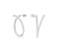 Swarovski Dextera Rhodium Plated White Crystal Spiral Hoop Earrings