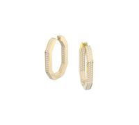 Swarovski Dextera Gold Tone Plated Crystal Octagon Hoop Earrings 5618304