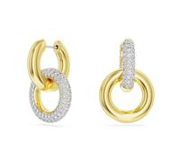 Swarovski Dextera Hoop Earrings, White Pavé Crystals in a Gold-Tone Plated Setting Interlocked with a Gold-Tone Plated Ring, from the Dextera Collection