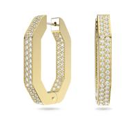 Swarovski Dextera Hoop Earrings Octagon Medium White Gold-Tone Plated
