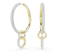 Swarovski Dextera hoop earrings, Round cut, White, Gold-tone plated