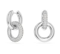 Swarovski Dextera Hoop Earrings, White Pavé Crystals in a Rhodium Plated Setting Interlocked with a Rhodium Plated Ring, from the Dextera Collection
