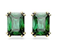 Swarovski Matrix Green Rectangular Cut Gold Plated Stud Earrings 5677142
