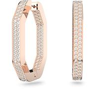 Swarovski Dextera Hoop Octagon Pavé Crystals White Rose Gold-tone Plated Earrings 5634991