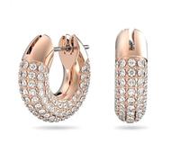 Swarovski Ladies Dextera Rose Gold Plated Pave Hoop Earrings 5636531