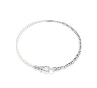 Swarovski Dextera necklace, Statement, Mixed links, White, Gold-tone plated