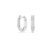 Dextera hoop earrings, Octagon shape, Round cut, White, Rhodium plated