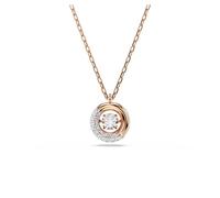 Swarovski Dextera Pendant Necklace, Clear Round-Cut Centre Stone and Clear Pavé Crystals in a Rose Gold-Tone Finished Setting, Part of the Dextera Collection