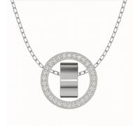 Swarovski White Crystal Pendant Necklace, Pavé Crystal Pendant in a Rhodium Plated Setting, from the Hollow Collection