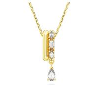Swarovski Dextera Pendant Necklace, White Pavé Crystals Interlocked with a Gold-Tone Plated Ring on a Gold-Tone Plated Chain, from the Dextera Collection