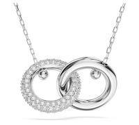 Swarovski Dextera Pendant Necklace, White Pavé Crystals Interlocked with a Rhodium Plated Ring on a Rhodium Plated Chain, from the Dextera Collection