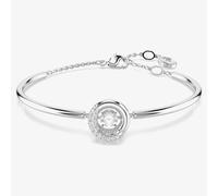 Swarovski Dextera Rhodium Plated Round White Crystal Bangle 5733399 - 17cm