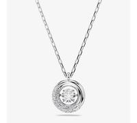 Swarovski Dextera Rhodium Plated Round White Crystal Pendant Necklace 5733400