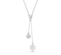 Swarovski Dextera Rhodium Plated Sphere and Cube Round Cut Y Pendant Necklace for Women, White, 61-67 cm Length, Crystal, Crystal